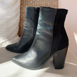 Leather & suede heeled boots